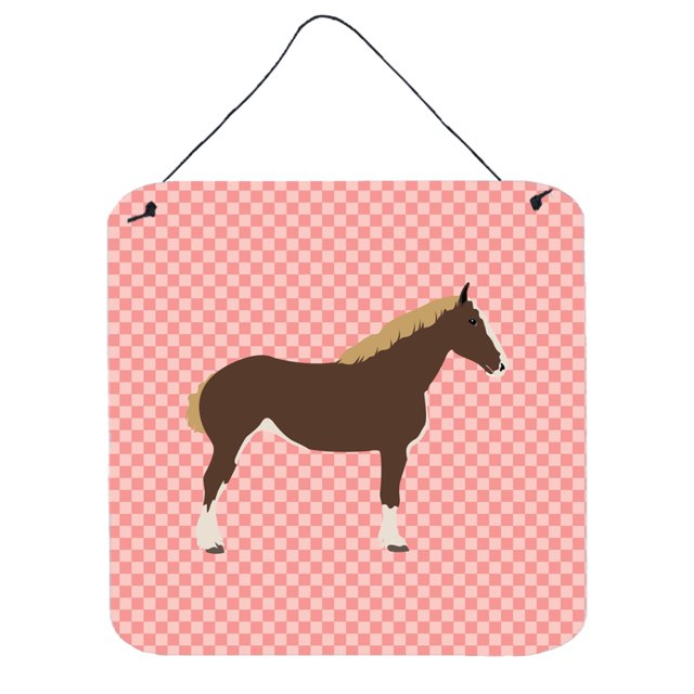 "Treasures Pink Percheron Check Lámina metálica, 6hx6w" Caroline's Treasures BB7906DS66