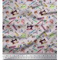 thumbnail image 1 of Soimoi Velvet Fabric Scissor,Buttons & Machine Sewing Print Sewing Fabric Yard 58 Inch Wide, 1 of 1