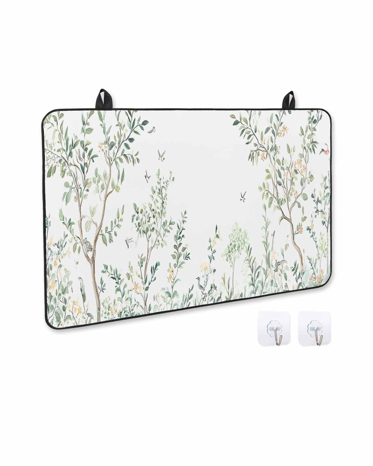 nqOlkjepod Large Induction Cooktop Protector Mat 24"x21", Green Eucalyptus Leaves Stove Top Covers for Electric Stove, Farmhouse Botanical Decorative Stove Burner Cover Mats, Glass Top Stove Cover