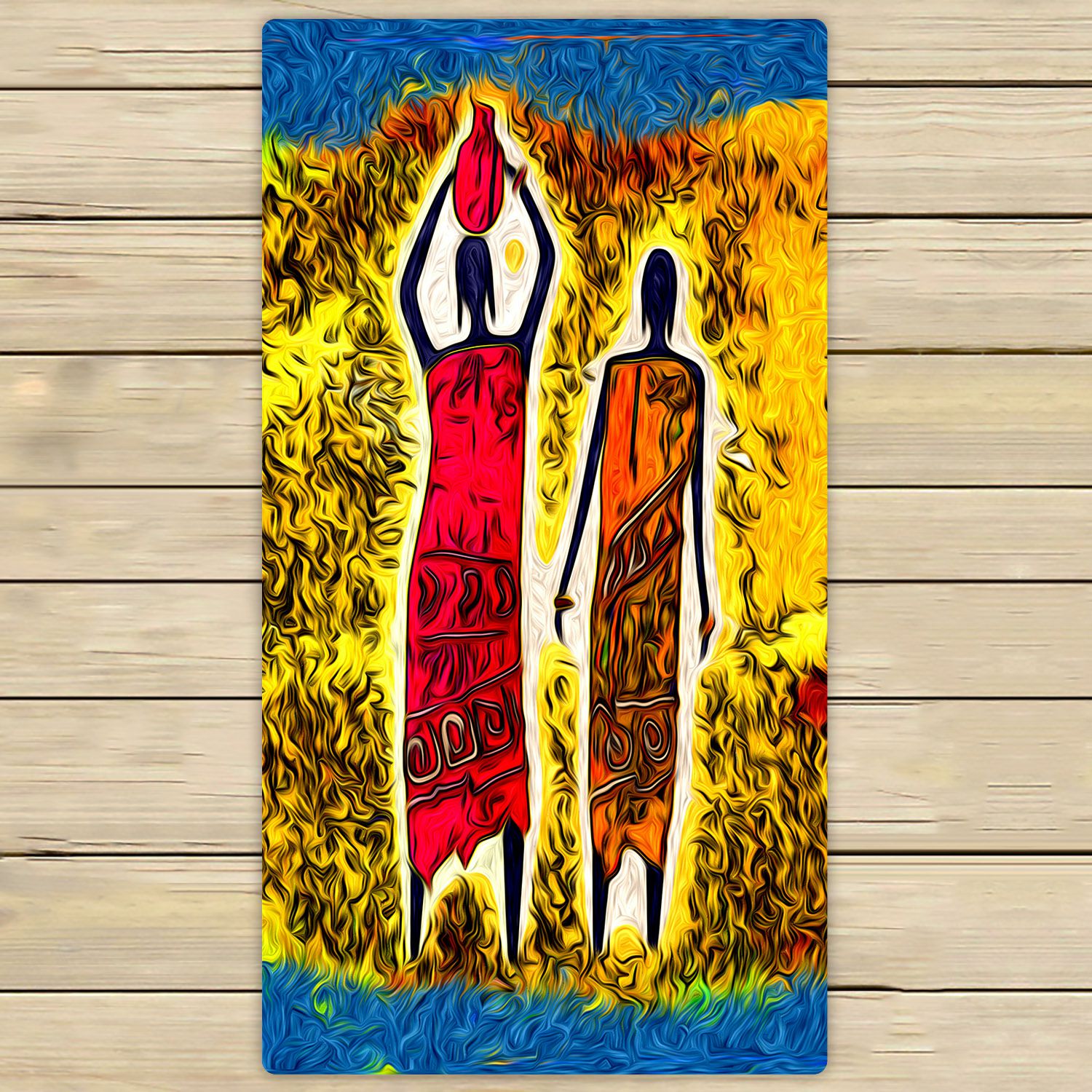 PHFZK Oil Painting Towel, Africa Women Retro Vintage Style Hand Towel