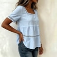 thumbnail image 5 of Trikvn Women'S Short Sleeve Shirts Square Neck Lace Peplum Loose Fit Summer Trendy Tops Travel Boho Beach Casual Daily Vacation Solid Tunic Blouses, 5 of 6