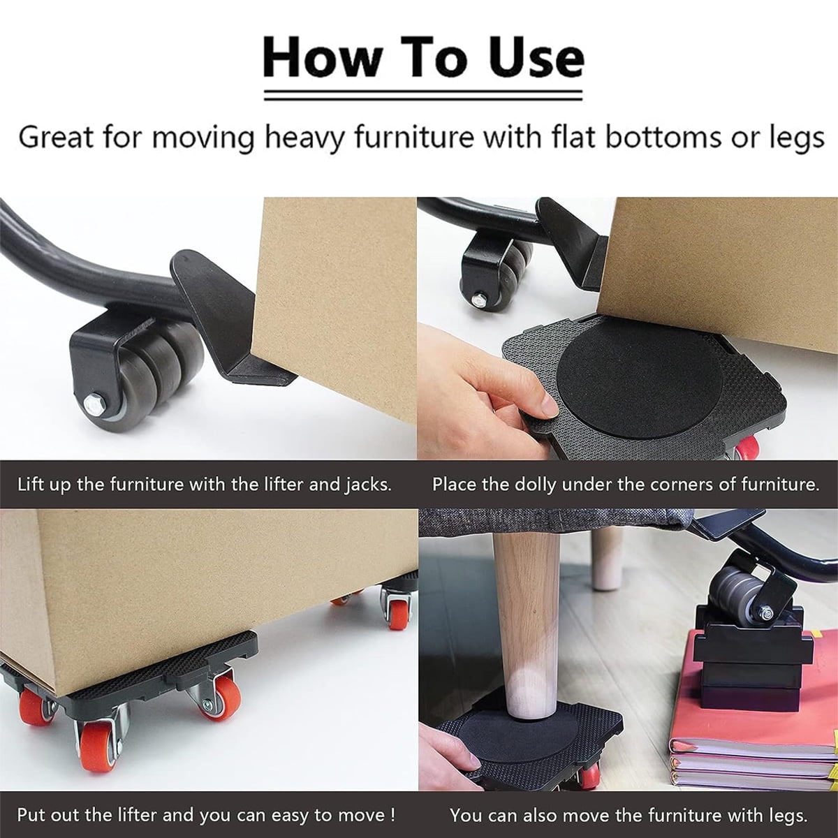 Heavy Duty Furniture Lifter, 360° Rotation Wheels for Smooth Maneuvering, Designed for Moving Heavy Furniture, Cabinets, and Appliances Effortlessly in Any Living Environment