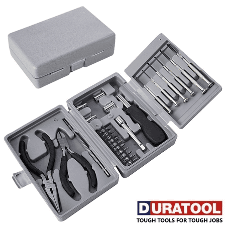 

DURATOOL 25-Piece Mini Tool Kit Set for Home Office Dorm and Basic Repairs - Portable Small Tool Kit with Case for Travel