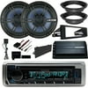 Kenwood Marine In-Dash CD Bluetooth Receiver, 2 x Enrock 6.5" Stereo Speakers, 2-Channel Amp, Stereo Dash Kit, 2 x Speaker Adapters, Handlebar Control Interface, Amplifier Brackets