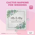 thumbnail image 2 of Succulent Floral Mr. and Mrs. Paper Napkins for Wedding (6.5 In, 100 Pack), 2 of 6