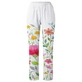 thumbnail image 4 of up to 60% off Gifts Usmixi Womens Floral Long Pants Casual Cotton Linen Loose Straight Trousers High Waist Baggy Leisure Wear Pants with Pocket Hot Pink s, 4 of 5