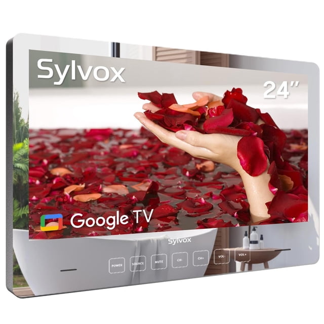 Espejo Mágico de Baño SYLVOX LED 1080P Resistente al Agua Montaje en Pared 24 Pulgadas 500NITS Doble