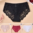 thumbnail image 4 of opolski Women Plus Size Mid-rise Briefs Cotton Crotch See-through Hollow Out Embroidery Lace Hip Lifting Thin Panties, 4 of 8