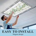 thumbnail image 5 of 1 Pack Eucalyptus Leaf Fluorescent Light Covers for Ceiling Lights Watercolor Spring Green Leaf Wood Grain Black Plaid Magnetic Ceiling Light Covers Overhead Light Filters for Office Classroom Home, 5 of 9