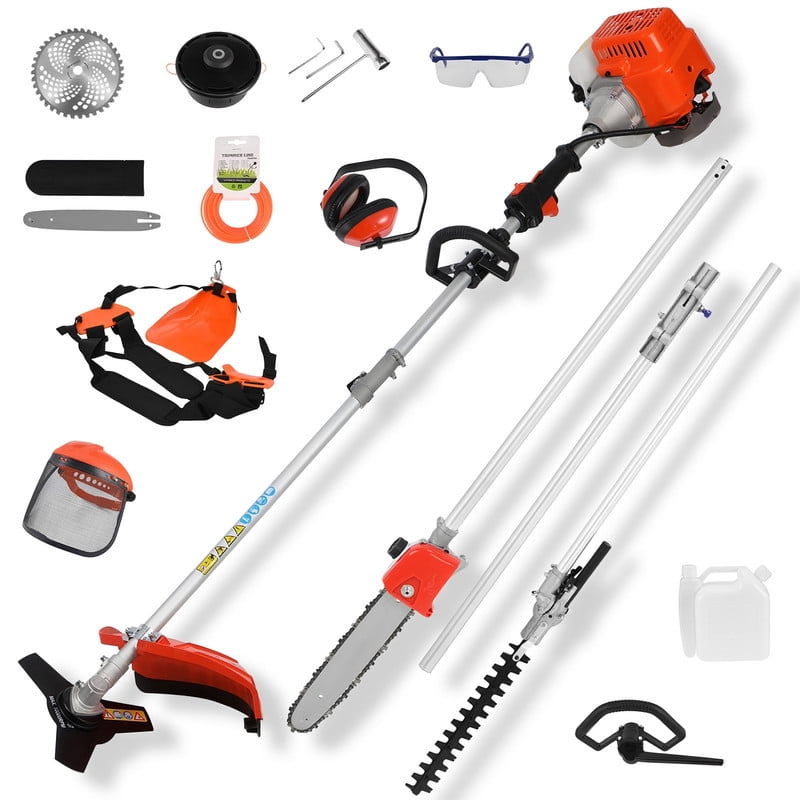 Floseru 52cc 2 Stroke Gas Weed Wacker, Multi-Functional Gas Powered Brush Cutter, 5 in 1 Tool Weed Wackers, Cordless Hedge Trimmer, Gas Weed Wacker Yard Care Tools, Lightweight Weed Eater