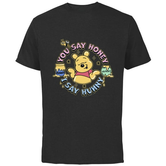 Disney Winnie the Pooh You Say Honey, I Say Hunny Funny - Short Sleeve Cotton T-Shirt for Adults - Customized-Black