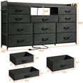 thumbnail image 4 of EnHomee Black Dresser with 11 Drawers Dressers for Bedroom TV Stand for 55" TV LED TV Stand with Charging Station Long Dresser with Shelves&4 Hooks,Black, 4 of 9