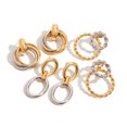 thumbnail image 6 of PISONIC 18K Gold Plated Bold Statement Chunky Double Hoop Twisted Circle Stud Earrings for Women, 6 of 8