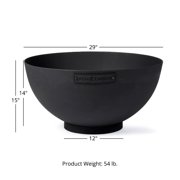 Ash & Ember 29 Hemisphere Fire Pit, Wood Burning Backyard Fireplace, Round Flat Flanged Base, Cast Iron High-Temp Black Paint Fire Bowl, Portable Outdoor Firepit Ideal for Backyard Parties, Camping