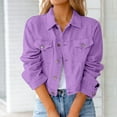 thumbnail image 2 of Denim Jacket for Women Button-Down Collar Long Sleeve Denim Coat Cropped Style Denim Jackets for Women, 2 of 5