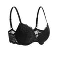 thumbnail image 6 of Deyllo Women's Lace Push Up Padded Plunge Add Cups Underwire Lift Up Bra, Black 34DDD, 6 of 8