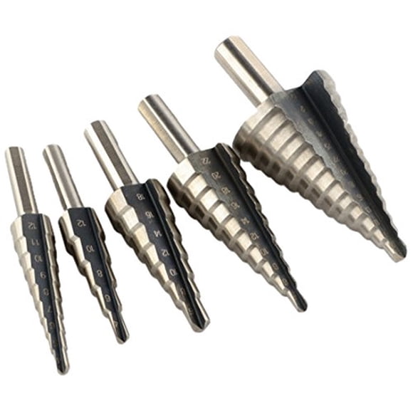ATE Pro. USA 90061 5-Piece Step Drill Bit Set with Metal Case, MM, 6/8/10 mm Shank, 4 to 35 mm