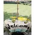 thumbnail image 3 of Outdoor Tablecloth with Umbrella Hole Zipper Summer Lemon Round Tablecloth 54" Waterproof Outside Table Cloth Spring Bees Turquoise Plaid Patio Table Cover Tablecloths for Picnic Party, 3 of 8