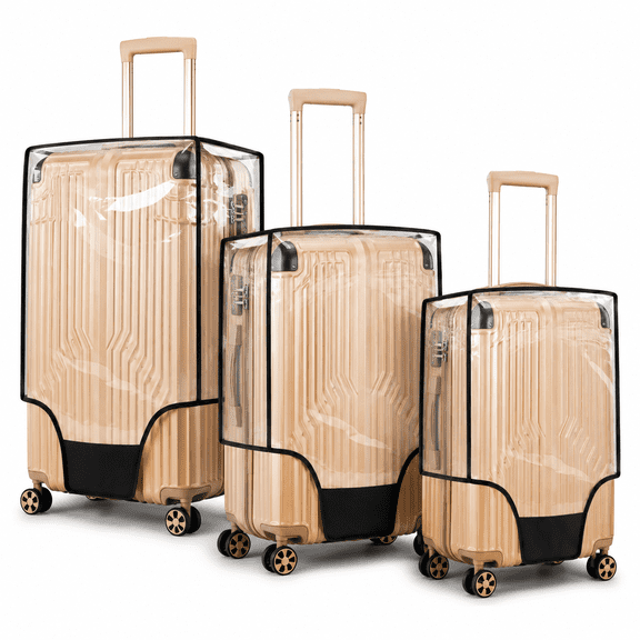 3PCS Luggage Covers,3 Sizes Clear Luggage Protector Cover,20 24 28 inch Reusable Suitcase Dust Cover,Waterproof PVC Suitcase Cover Dustproof for Luggage Travelling