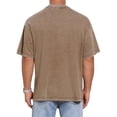 thumbnail image 3 of INSPIRE CHIC Men's Retro Distressed Crew Neck Short Sleeve Solid T-Shirts L Brown, 3 of 5
