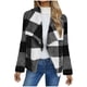 thumbnail image 1 of Chaqueta y abrigo informal de manga larga sin capucha para mujer, de invierno, de polar de doble cara, a cuadros, de manga larga, tipo cárdigan, abrigo, blusa de poliéster para mujer, 1 of 6