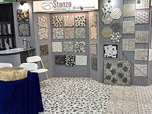 Decorative Interlocking Natural Pebble Stone Tiles - 5 Sheets Set for Kitchen, Bathroom, Patio - Indoor & Outdoor Use - SA-CP006-5