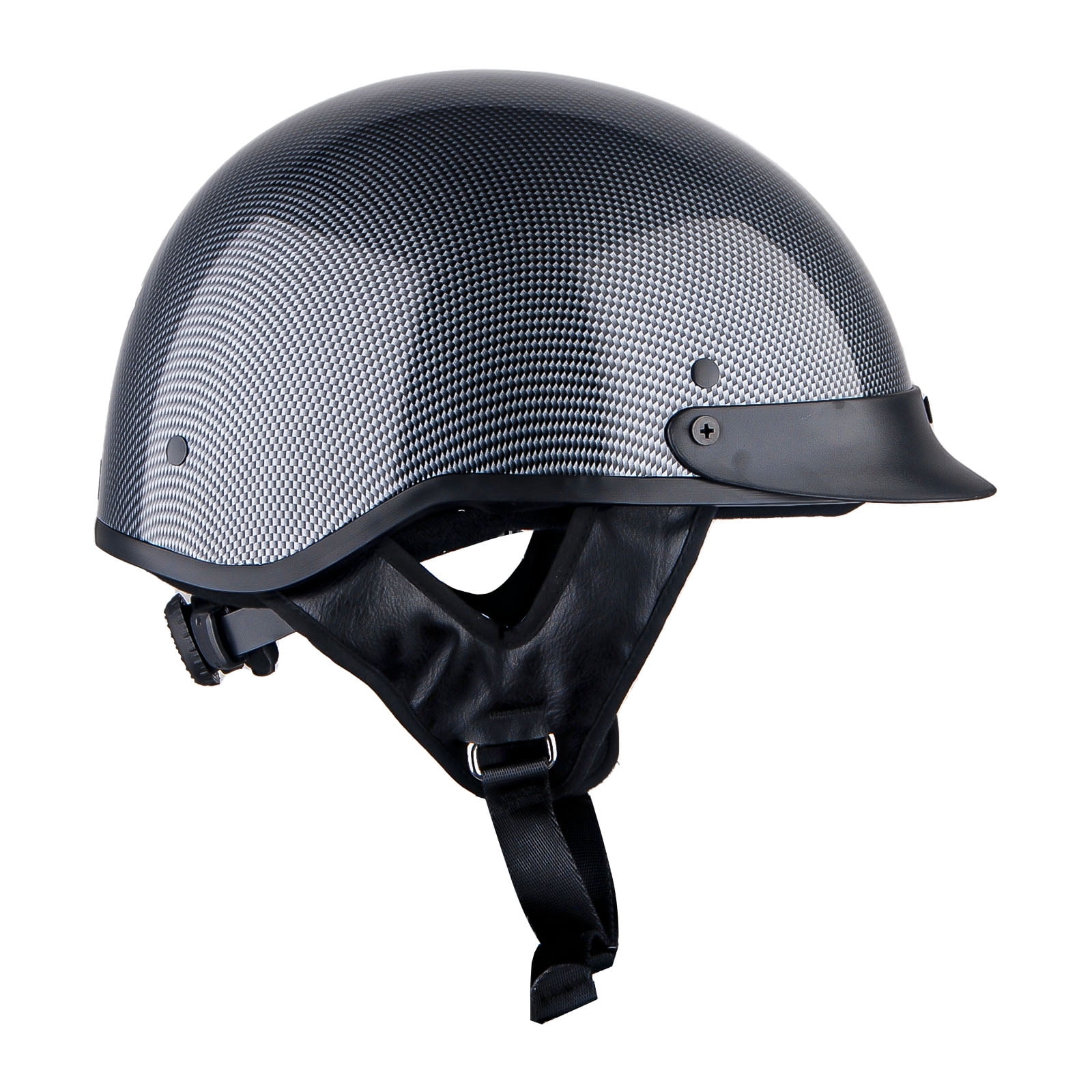 1Storm Motorcycle Half Face Helmet Mopeds Scooter Pilot with retractable Inner Smoked VisorHKY205V, Fiber Black