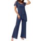 thumbnail image 1 of Traje pantalón de gasa liso de primavera para mujer - Diseño holgado e irregular - Top con botones y pantalones capri - Tallas S-XXXL, 1 of 8
