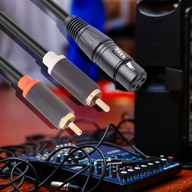 Cable de audio estéreo Cable adaptador antiinterferencias para mezclador amplificador de potencia Mic
