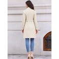thumbnail image 3 of DARING DIVA Women's Double Breasted Trench Long Winter Pea Coat with Belt M White, 3 of 6