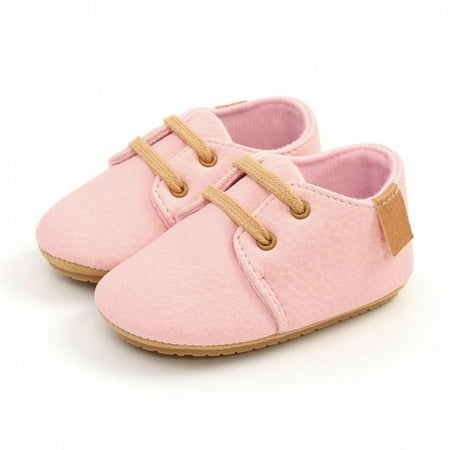 

Newborn Baby Boy PU Lace-up Non-slip Soft Sole Toddler Frist Waliking Shoes