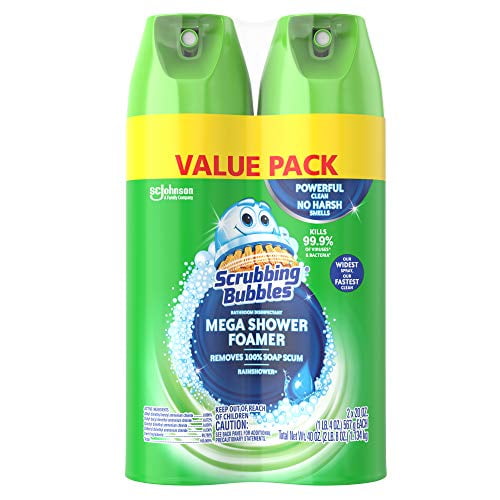 Scrubbing Bubbles Mega Shower Foamer And Disinfectant Aerosol, 20 Oz, Pack Of 2 (Total 40 Oz)