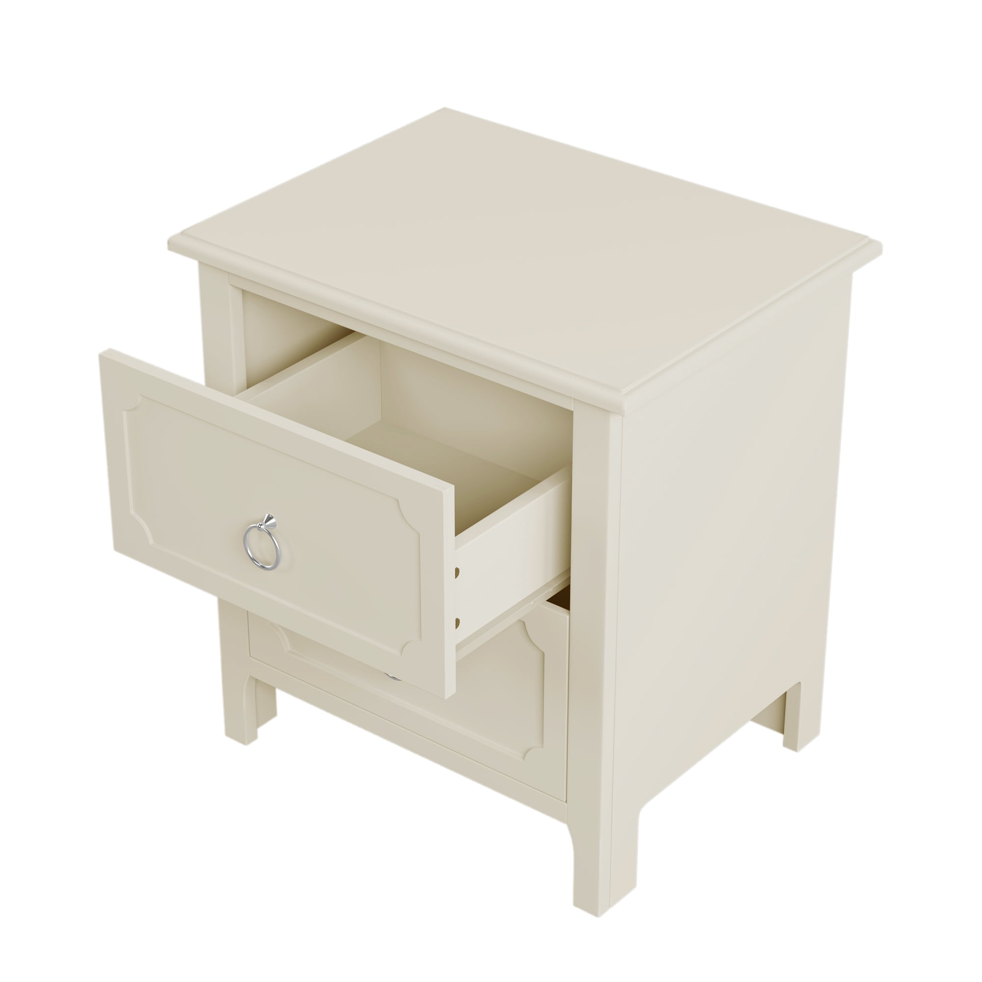Resenkos 3 Pieces Solid Wood Bedroom Furniture Set King Size Platform Bed, Nightstand and Dresser Milky White Resenkos 3 Pieces Solid Wood Bedroom Furniture Set King Size Platform Bed, Nightstand and Dresser Milky White