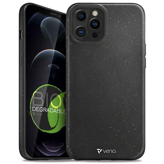 Vena ECO Biodegradable Case Compatible with Apple iPhone 12 Pro Max (6.7"-inch), (Biodegradable TPU, Drop Proof) Eco-Friendly Slim Protective Case Cover - Black