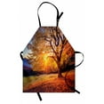 thumbnail image 1 of Fall Tree Apron Big Majestic Autumn Tree Shedding Faded Leaves on the Hill Slop Seasonal Landscape, Unisex Kitchen Bib Apron with Adjustable Neck for Cooking Baking Gardening, Brown, by Ambesonne, 1 of 3