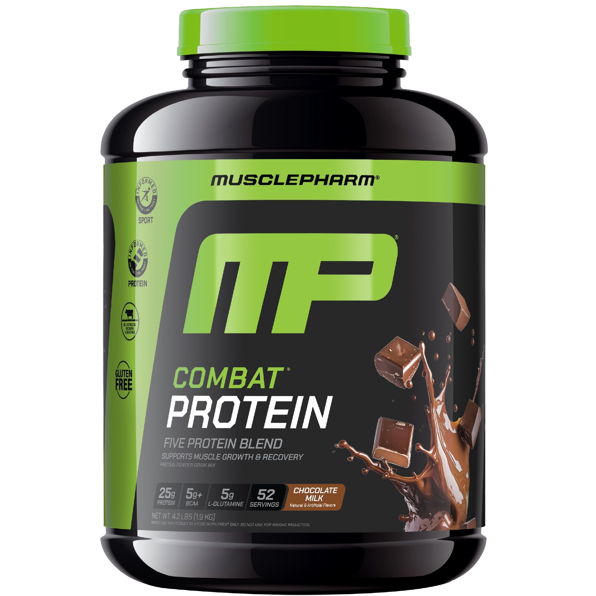 MusclePharm Combat Protein Powder, Chocolate Milk, 25g Protein, 4lb, 64oz