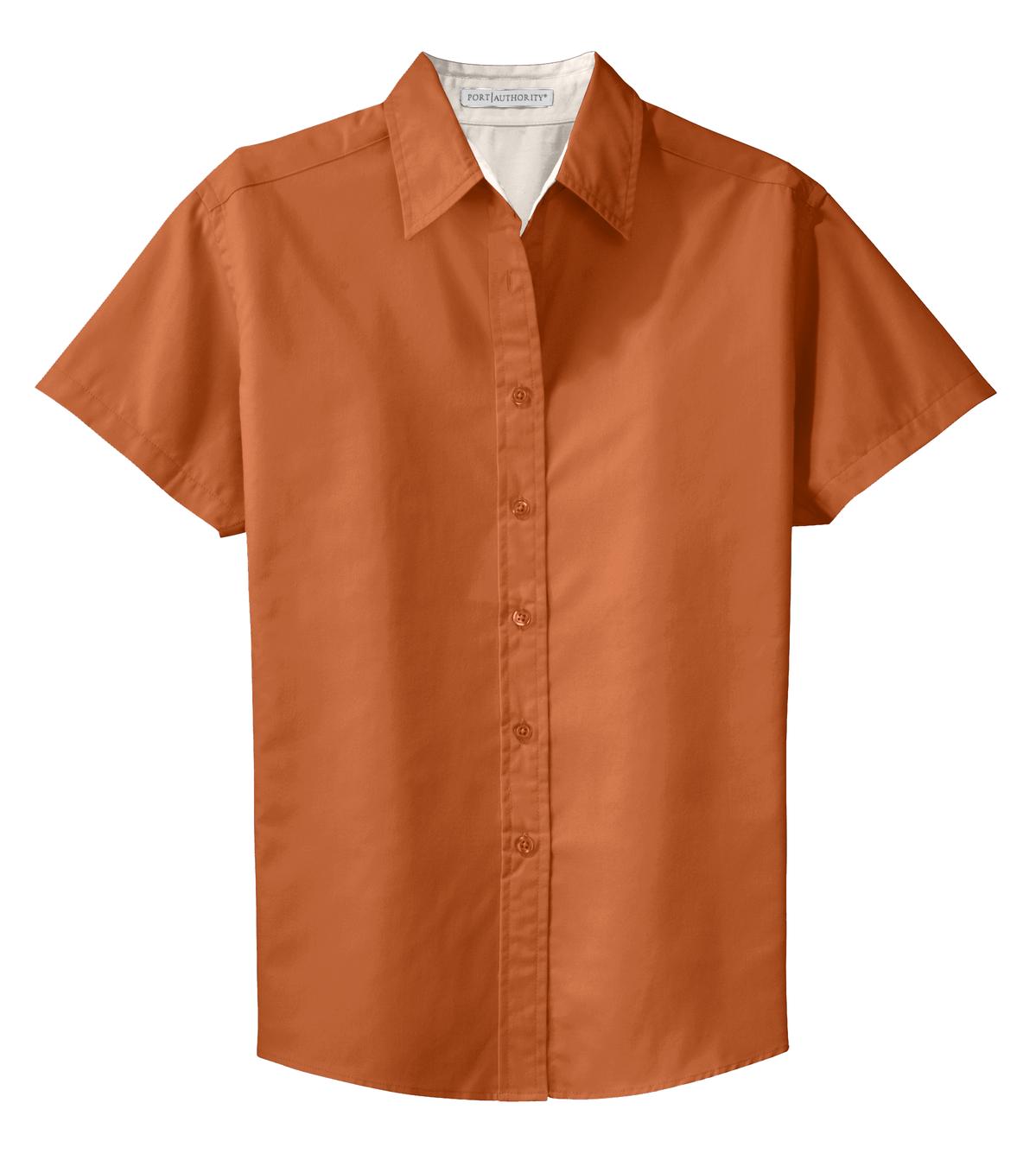 Port Authority Ladies Short Sleeve Easy Care Shirt-XS (Texas Orange/Light Stone) - image 5 of 6