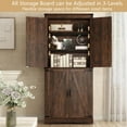 thumbnail image 6 of 71" Farmhouse Tall Kitchen Pantry, 5 Layers Storage Cabinet with  Adjustable Shelves, Farmhouse Pantry Cabinet with 4 Barn Doors for Kitchen, Dining Room, Bathroom, Living Room, Rustic Brown, 6 of 14