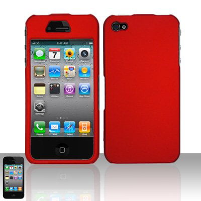 Grondwet monster Afgekeurd Rubberized Hard Snap-on Case for iPhone 4 / 4S - Red - Walmart.com