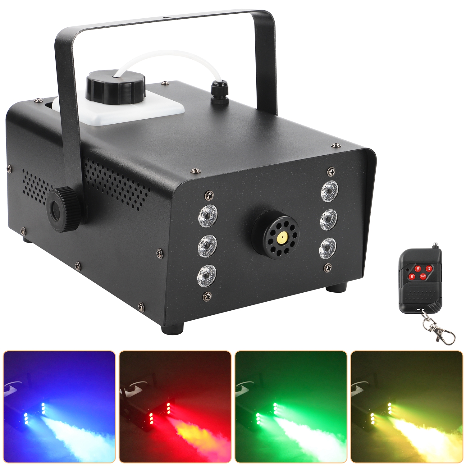 Fog Machine 6 LED Lights, 1500W Halloween Smoke Machine with Remote Control for Christmas Wedding Stage Effect DJ Disco Party Stage
