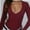 Burgundy, variant on Womens Deep V Neck Long Sleeve Lined Slim Fit T Shirt Tops Tee