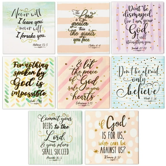 8 Pack Inspirational Bible Verse Magnets for Fridge, Christian Office Decor, Scripture Gifts (2.5 In)