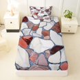 thumbnail image 4 of Manfei Terrazzo Tile Twin Sheets, Modern Stone Mosaic Bedding, Reddish Brown, 3 Pieces, 1 Flat Sheet, 1 Fitted Sheet and 1 Pillowcase, 4 of 6