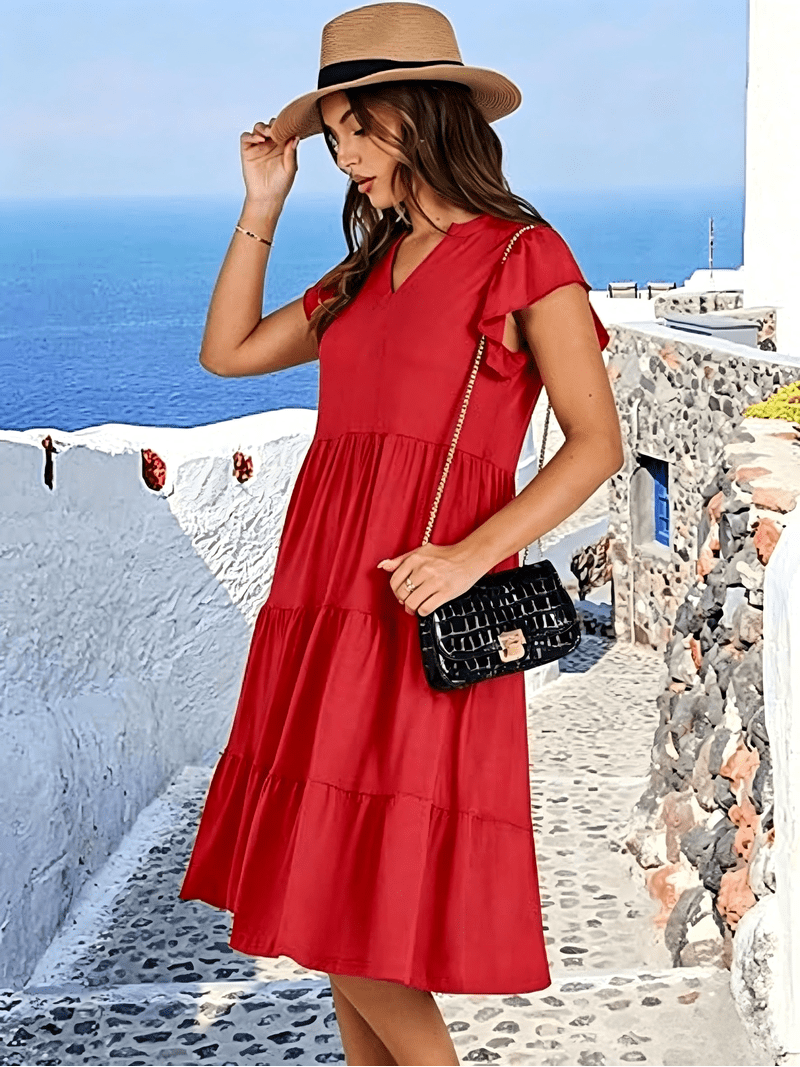 loose tiered midi dress Blue Zone Planet