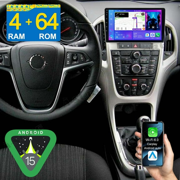 Asure Android 15 Stereo 4 64GB Car Radio for Buick Verano i (2011-2015 low-end) with Apple CarPlay/GPS Navi/Wi-Fi/BT 5.4/DSP/1280x800