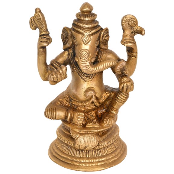 4" Shri Ganesha Brass Sculpture | Handmade | Made in India