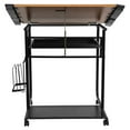 thumbnail image 2 of Adjustable Drawing and Drafting Table with Black Frame and Dual Wheel Casters, 2 of 9