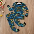 thumbnail image 2 of Tisuna 2 Pieces Pajamas Matching Set For Girls Cartoon Print Long Sleeve Crew Neck Tops And Pants Sleepwear Kids Soft Comfort Fall Homewear Set Size 4-5 Years Navy, 2 of 4