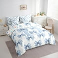 thumbnail image 3 of Feelyou Kawaii Monogrammed D Twin Bedding Sets 7-Piece for Teens, Fashion Bowknot Ribbon Bedding Comforter Set, Cute Princess Style Reversible Sheet Sets, Super Cozy Room Decor, 3 of 8