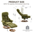 thumbnail image 2 of Ergonomic Recliner Chair with Ottoman, 360° Swivel Lounge Chair with Footrest, Chenille Fabric, 5-Point Vibration Massage, Seat Heating & 140° Adjustable Backrest for Home or Office, Green, 2 of 9